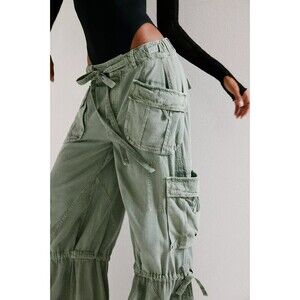 Free People Big Sky Parachute Pants Cargo Tapered Leg Utility Slouchy M 282597